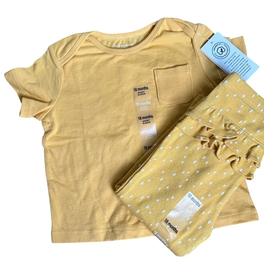 First Impressions 2PC Outfit Set Kids 18M Golden Yellow Ruffle Leggings
